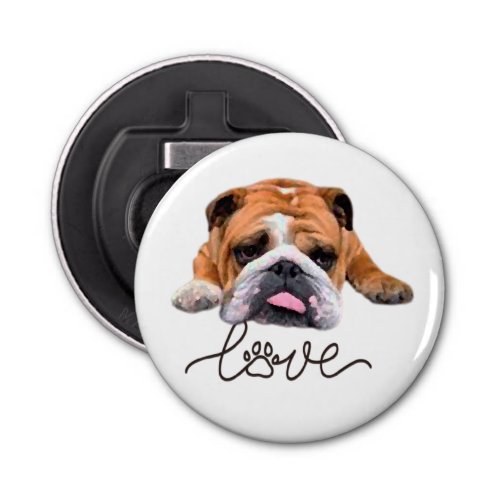 Bulldogillustration T_Shirt Trucker Hat Button Ke Bottle Opener