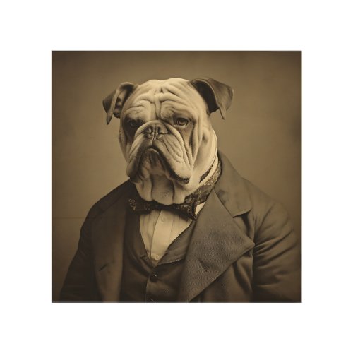 Bulldog In A Fancy Suit Wood Wall Art