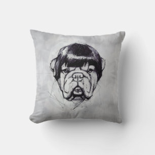 Bulldog In a Wig (Style 3) Fine Art Throw Pillow