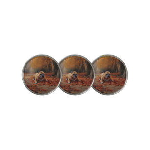 Bulldog in Autumn Leaves Fall Inspire Golf Ball Marker