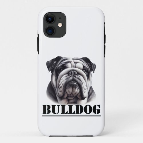 Bulldog in black  white iPhone 11 case