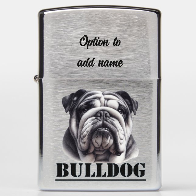 Bulldog in black & white zippo lighter (Front)