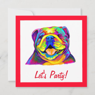 Bulldog in Colors Birthday Invitation