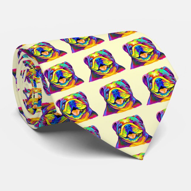 Bulldog in Colors Neck Tie (Rolled)