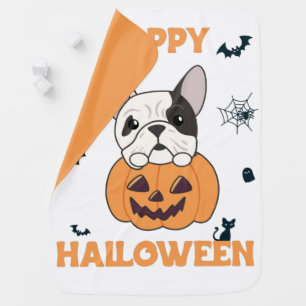 Bulldog In Pumpkin Cute Dogs Happy Halloween Baby Blanket