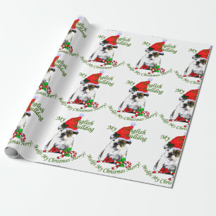 Bulldog in Santa Hat Christmas Merry Wrapping Paper