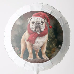 Bulldog in Snow Christmas Balloon