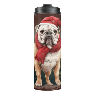 Bulldog in Snow Christmas Thermal Tumbler