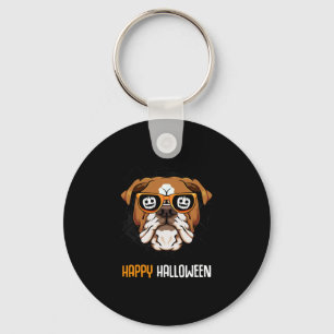 Bulldog In Sungles Lazy Halloween Costume Dog  Keychain