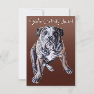 Bulldog Invitations Custom English Bulldog Cards