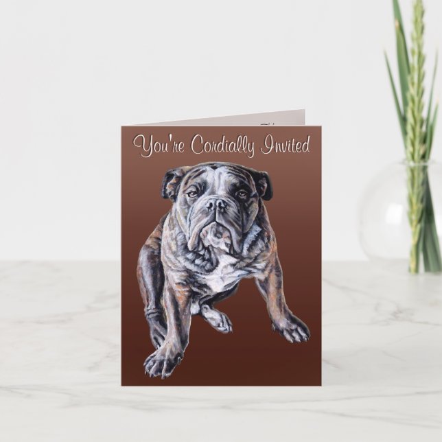 Bulldog Invitations Custom English Bulldog Cards (Front)