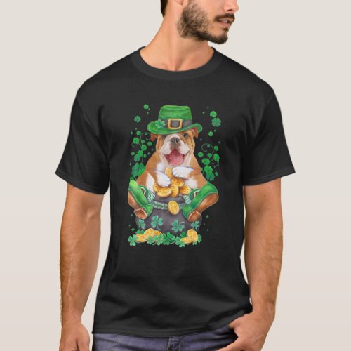Bulldog Irish Dog Hat Shoes Clover Shamrock StPat T_Shirt