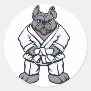 Bulldog jiu jitsu choose background color classic round sticker