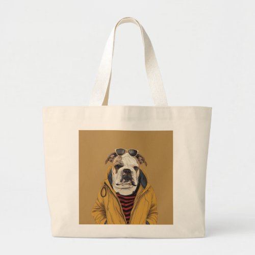 Bulldog  large tote bag