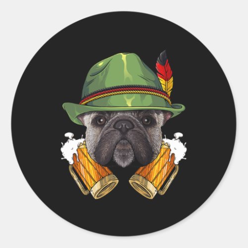 Bulldog Lederhosen German Beer Fest  Classic Round Sticker