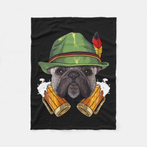 Bulldog Lederhosen German Beer Fest  Fleece Blanket