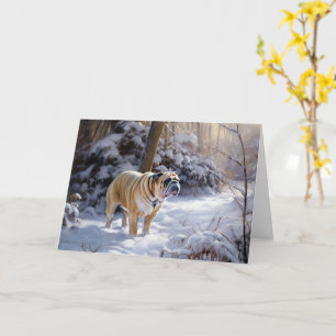 Bulldog Let It Snow Christmas Brushed  Card