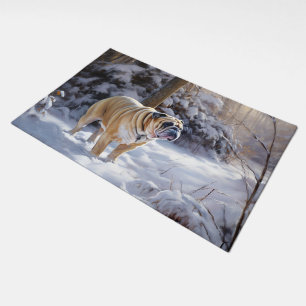 Bulldog Let It Snow Christmas Brushed Doormat