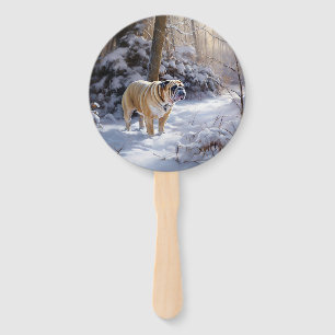 Bulldog Let It Snow Christmas Brushed  Hand Fan