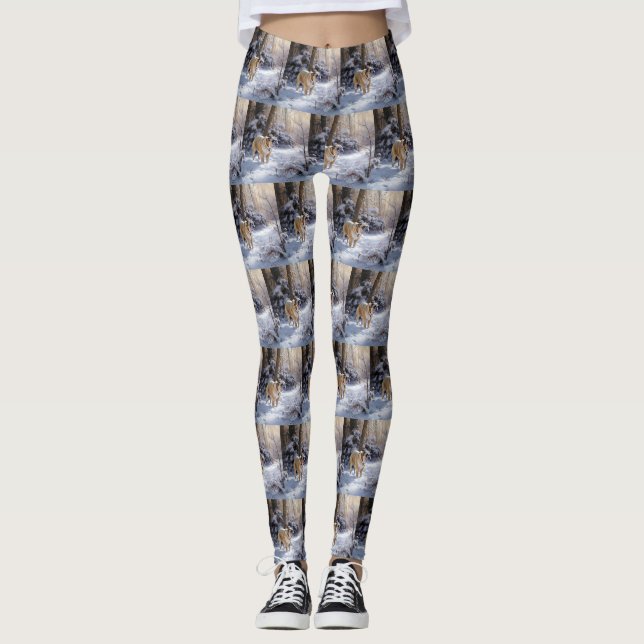 Bulldog Let It Snow Christmas Brushed  Leggings (Front)