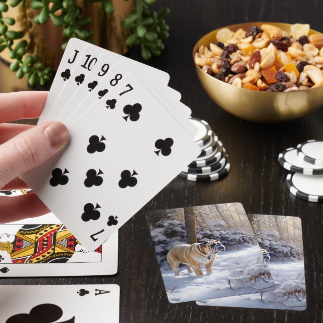 Bulldog Let It Snow Christmas Brushed  Poker Cards (In Situ)