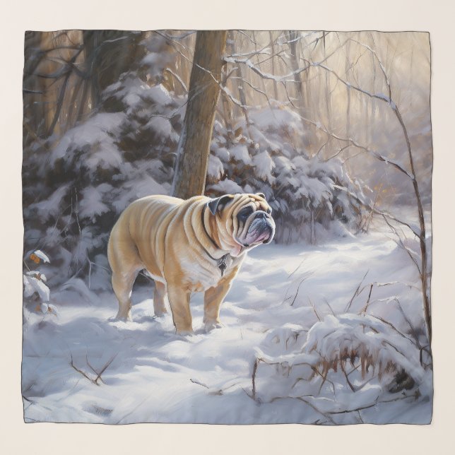 Bulldog Let It Snow Christmas Brushed  Scarf (Front)