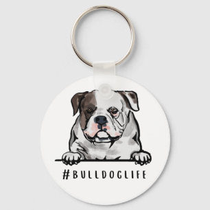 Bulldog Life English Bulldog Illustration Coaster Keychain