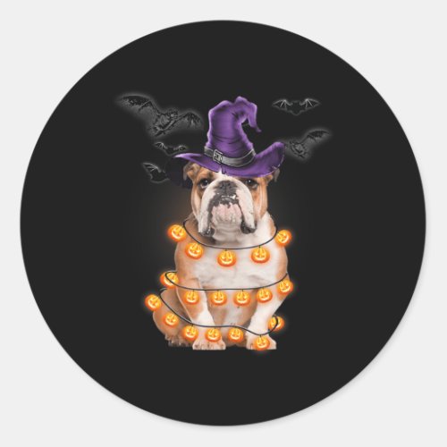 Bulldog Light Pumpkin Fun Halloween Tee  Classic Round Sticker