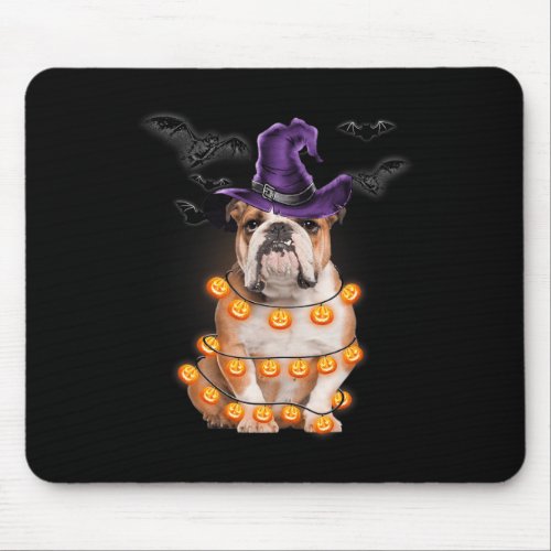 Bulldog Light Pumpkin Fun Halloween Tee  Mouse Pad