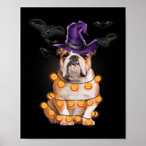 Bulldog Light Pumpkin Fun Halloween Tee  Poster