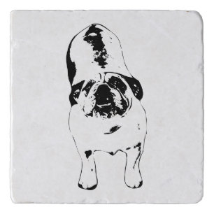 Bulldog—Look Up, Bold B&W Trivet