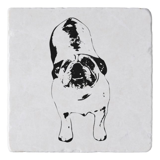 Bulldog—Look Up, Bold B&W  Trivet (Front)