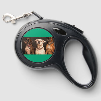 Bulldog Love, Green Background & "Love You X" Retractable Pet Leash