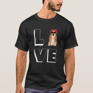 Bulldog Love Heart Sunglasses Dog English Bulldog T-Shirt