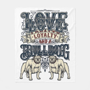 Bulldog Love Shirt Vintage Engraving Dog Quote Des Fleece Blanket