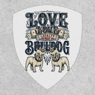 Bulldog Love Shirt Vintage Engraving Dog Quote Des Patch