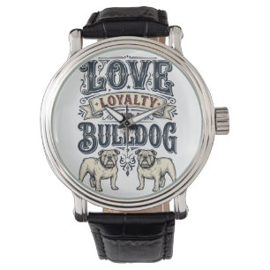 Bulldog Love Shirt Vintage Engraving Dog Quote Des Watch