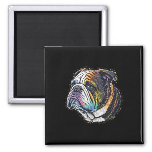 Bulldog Lover Colorful Art Dog Mom Dog Dad  Magnet