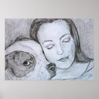 Bulldog Lover Pet Owner Pencil Art Drawing Poster