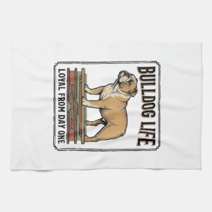 Bulldog Lover Shirt Vintage Engraved Dog Art_1 Kitchen Towel