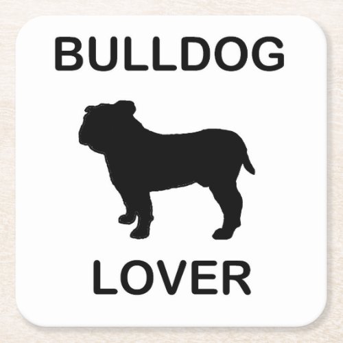 bulldog lover square paper coaster