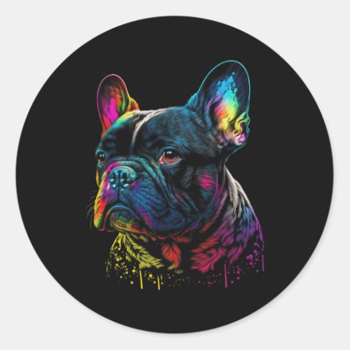 Bulldog Lovers Design Colorful Pop Art French Bull Classic Round Sticker