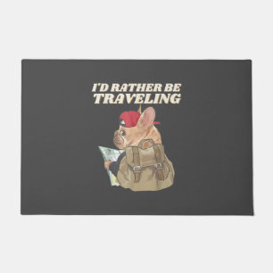 Bulldog Lovers   I’d Rather Be Traveling Bulldog Doormat