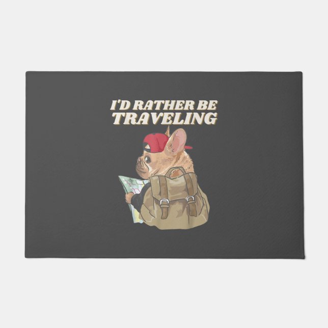 Bulldog Lovers | I’d Rather Be Traveling Bulldog Doormat (Front)