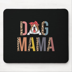 Bulldog Mama Leopard Print Dog Mom Mouse Pad