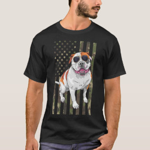 Bulldog Men Women American Bulldog Dad Mom Camo US T-Shirt