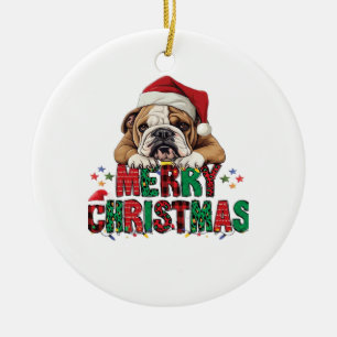 Bulldog - Merry Christmas Dog Classic T-Shirt Ceramic Ornament