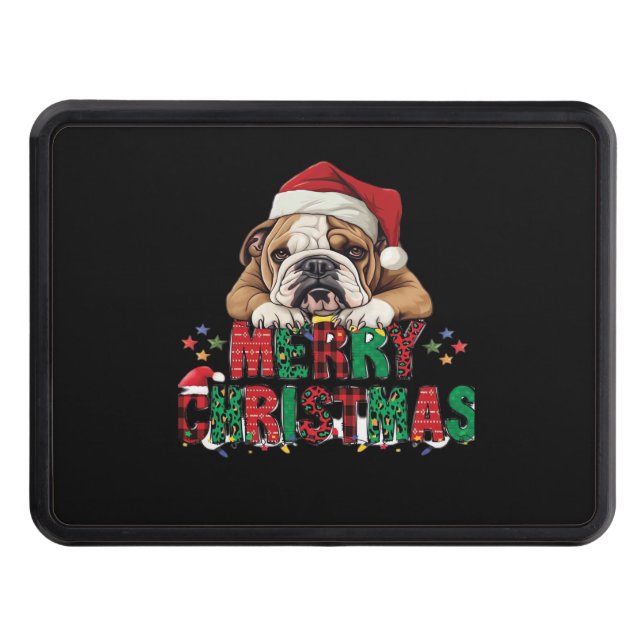 Bulldog - Merry Christmas Dog Classic T-Shirt Hitch Cover (Front)