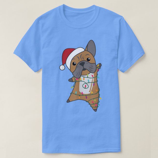 Bulldog Merry Christmas Fairy Lights Sweet Animals T-Shirt (Design Front)