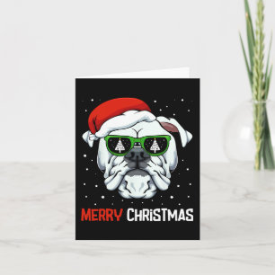 Bulldog Merry Christmas Pajama Cute Dog Santa Hat Card